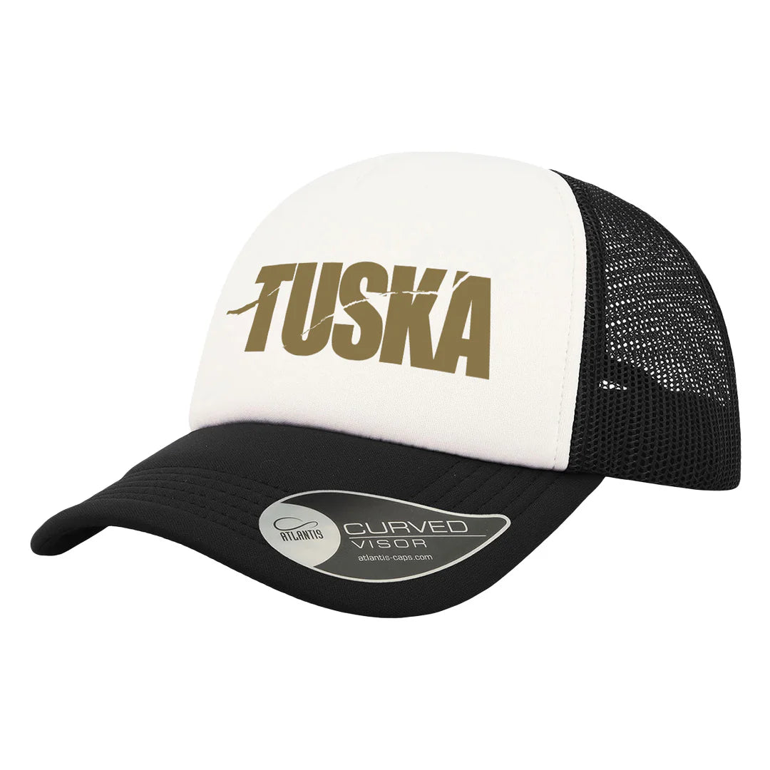 Tuska Gold Logo, White / Black Trucker Cap