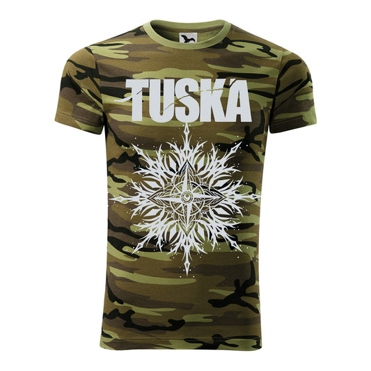 Tuska, Dark Mandala Compass Silver, Green Camouflage T-Shirt