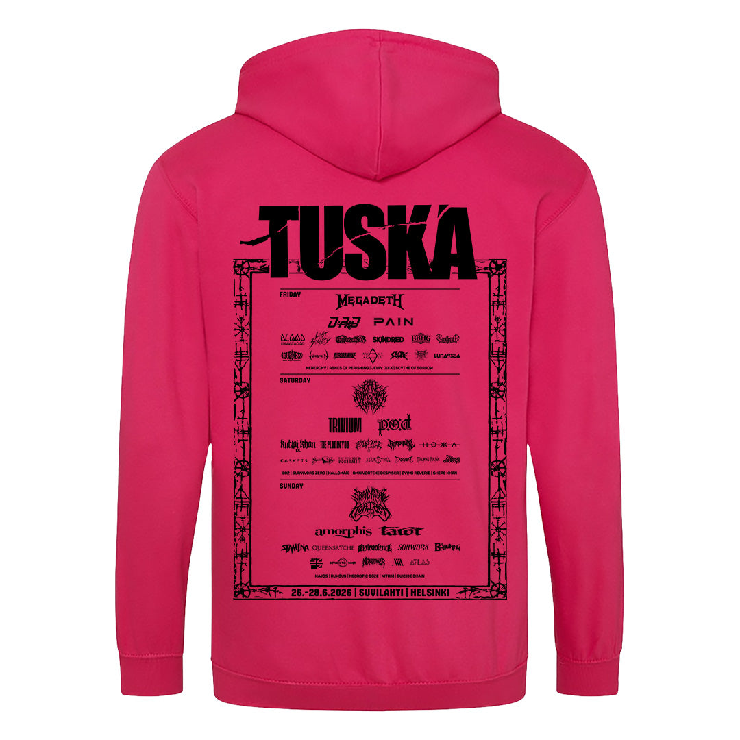 Tuska, Event 2026 Deathcore Logo, Hot Pink Zip Hoodie