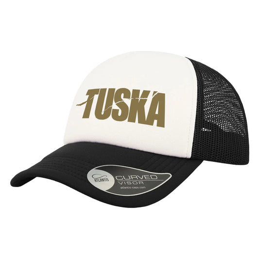 Tuska Gold Logo, White / Black Trucker Cap